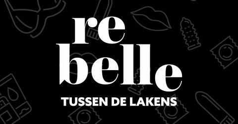 Rebelle logo en de tekst: tussen de lakens 